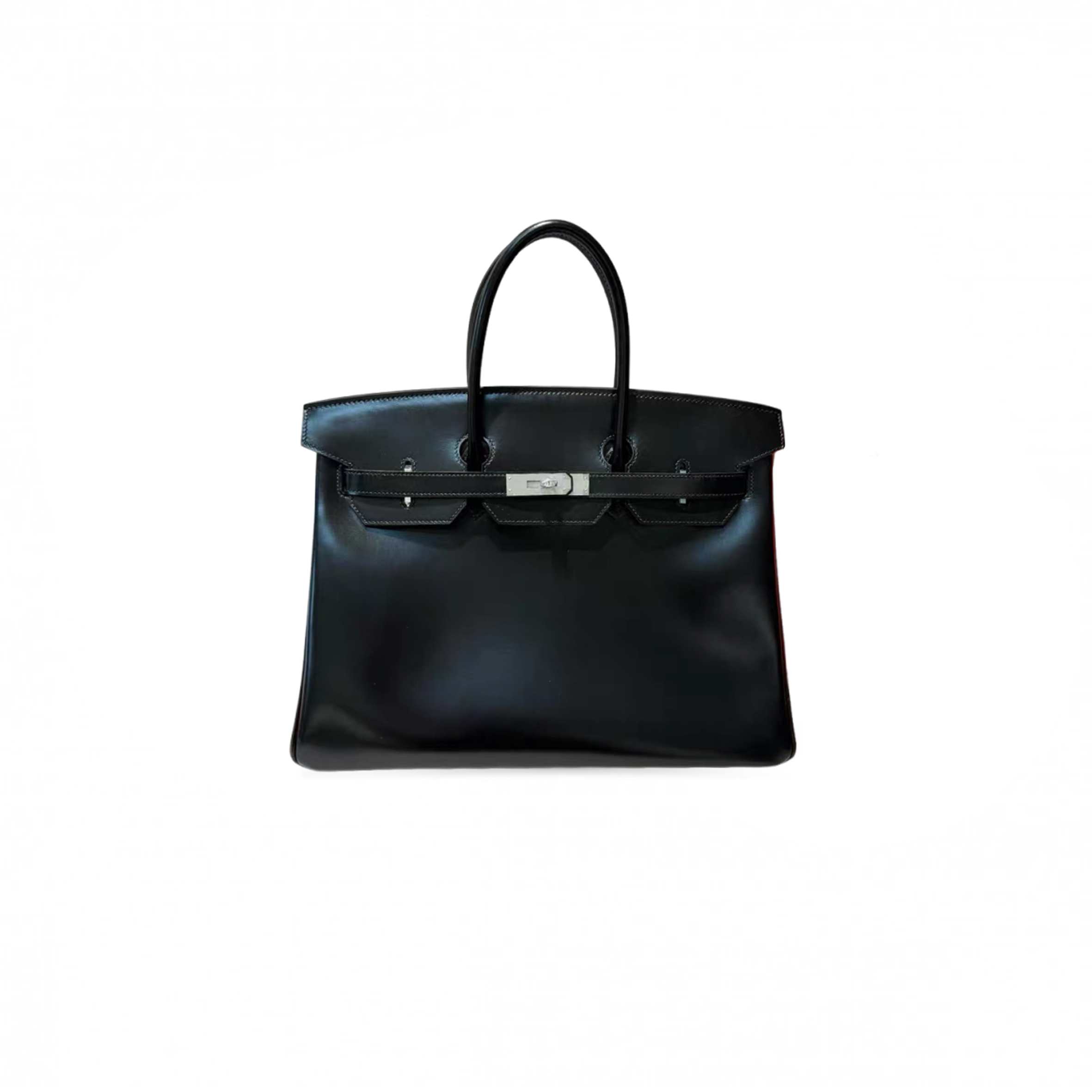 H**me5 master birkin 40 box noir black leather silver buckle bag 635330 (40*30*21cm)